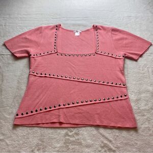 Venus Coral Square Neck Knit Top Size XL